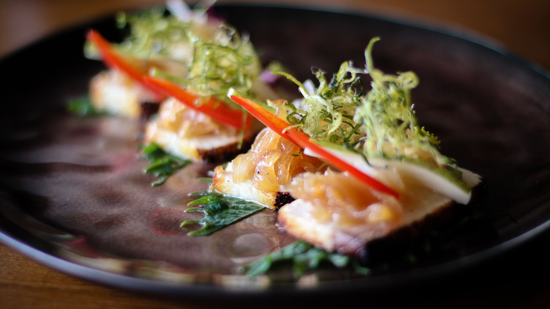 Plate of exquisite food found at a fine dining restaurant in Myrtle Beach, South Carolina